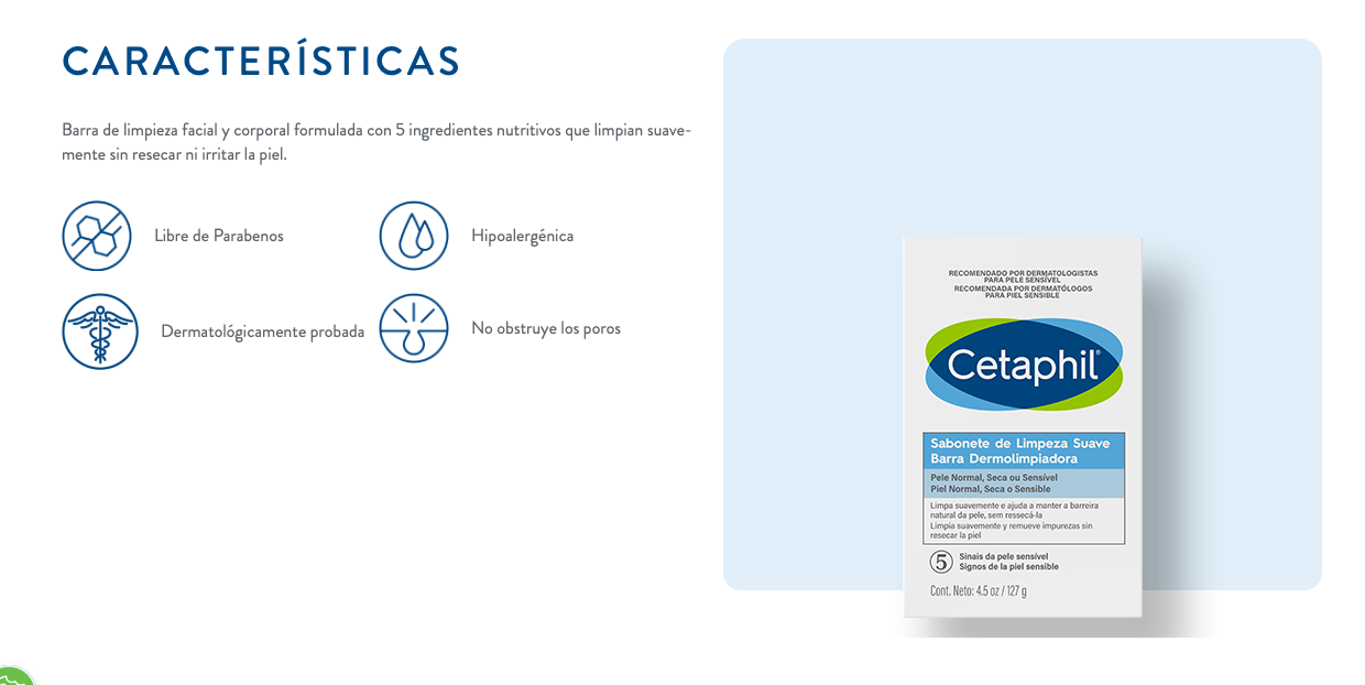 Cetaphil Barra Dermolimpiadora de Limpieza Suave, 127 gr.