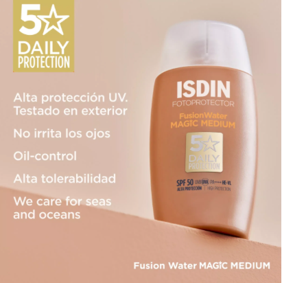 Isdin Fotoprotector Fusion Water Magic FPS 50 con Color Tono Medio